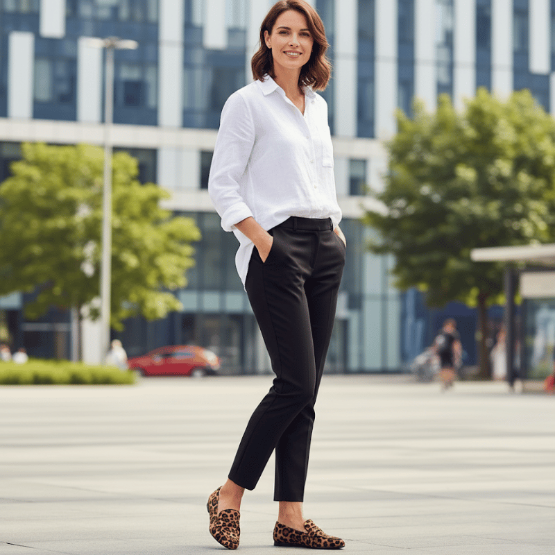 Leopard Print Leather Loafers for Women - Elegant & Comfortable
