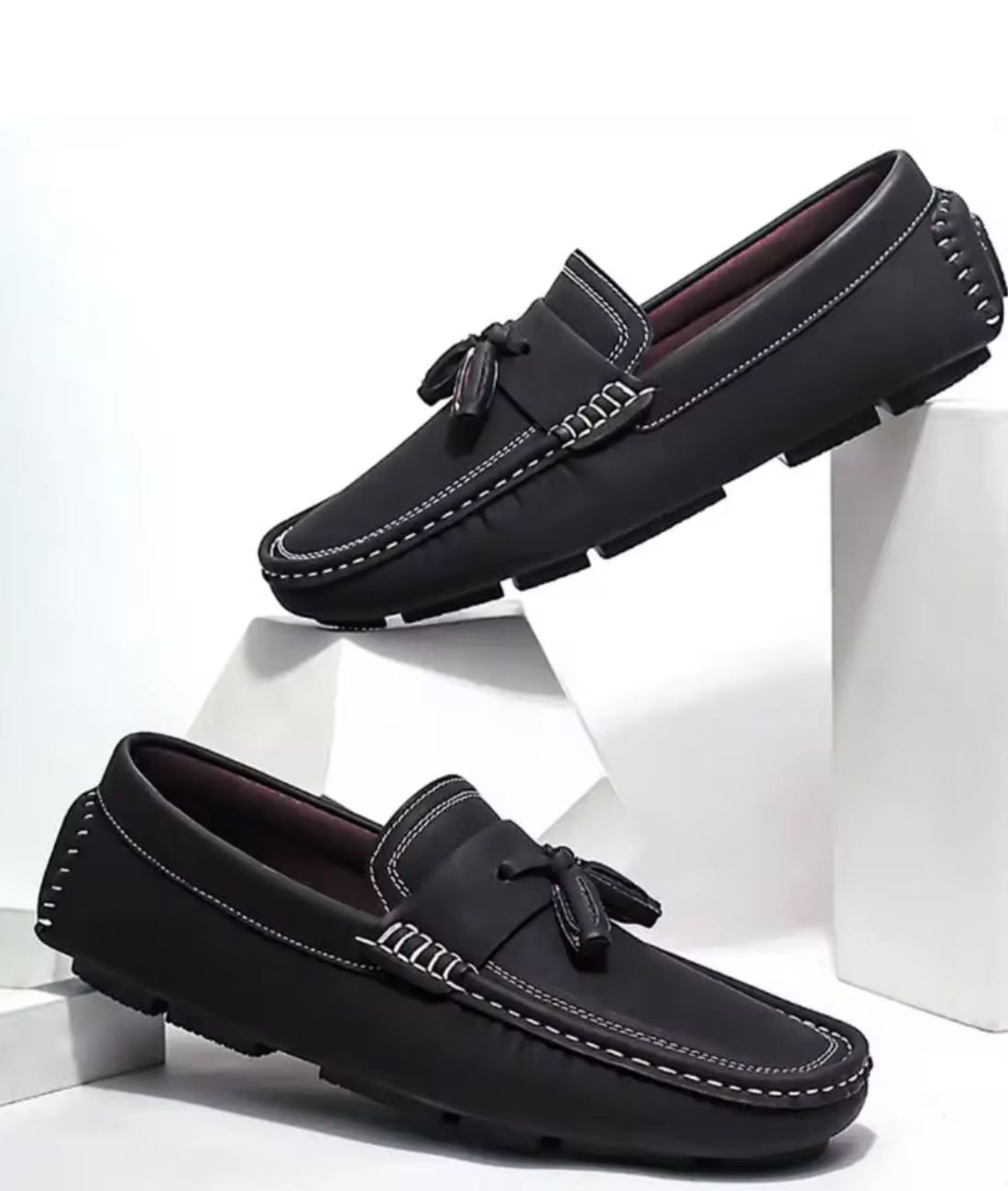 Men’s Tassel Leather Loafers Deep Black