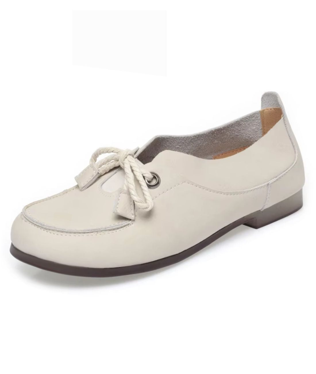 Women’s Lace Up Leather Loafers Off White