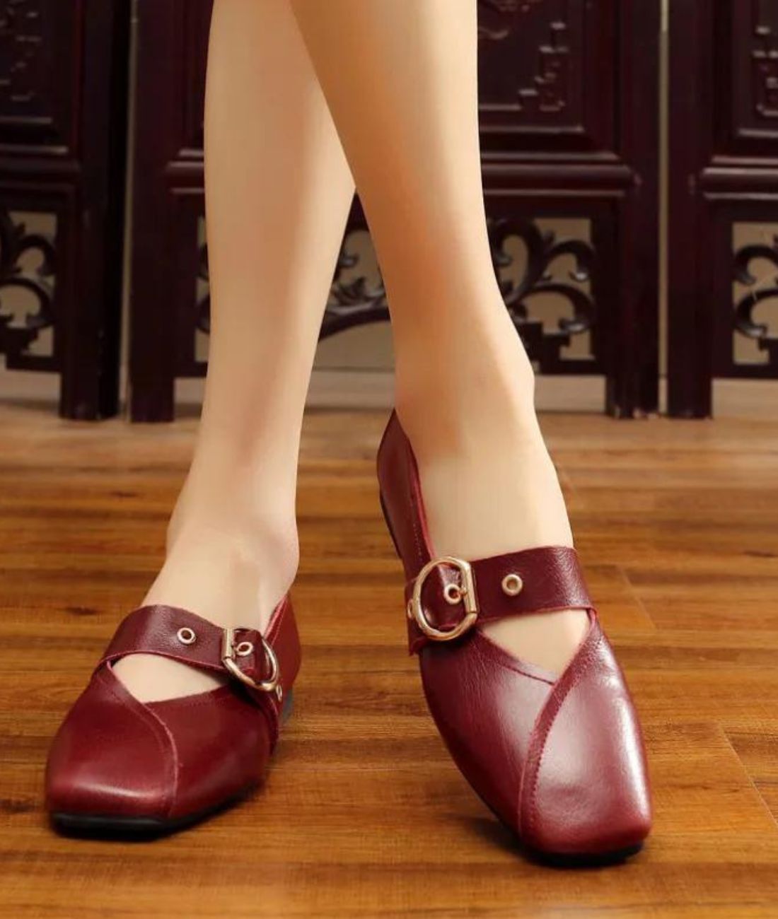 Women’s Slip On Patent Leather Loafers Burgundy