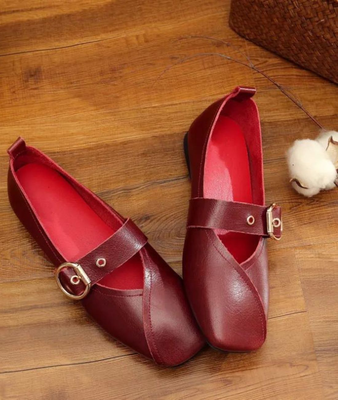 Women’s Slip On Patent Leather Loafers Burgundy