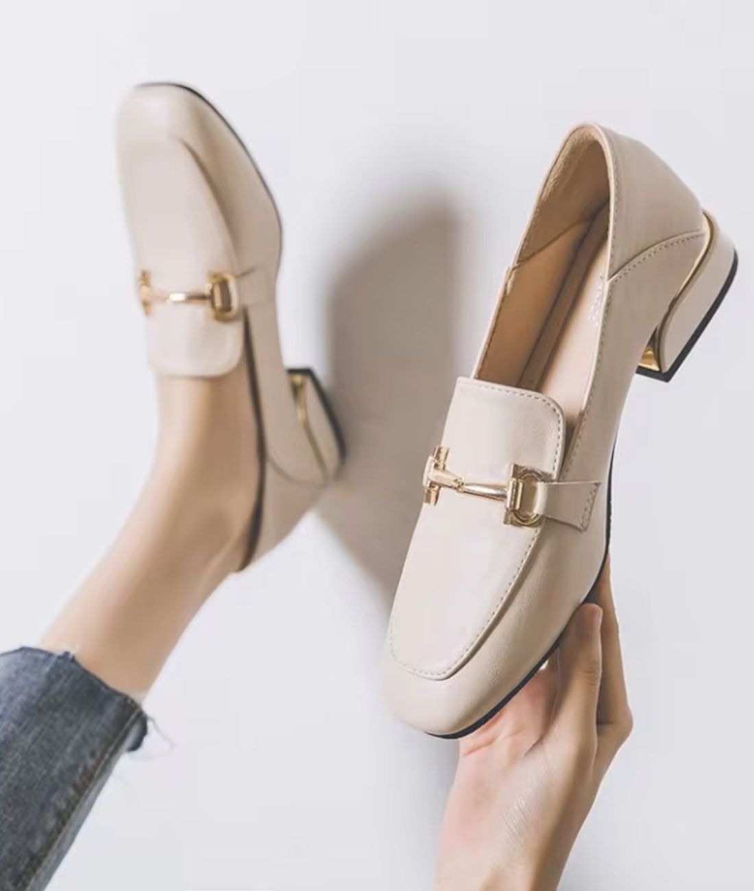 White Suede Loafers Leather Mary Jane – White