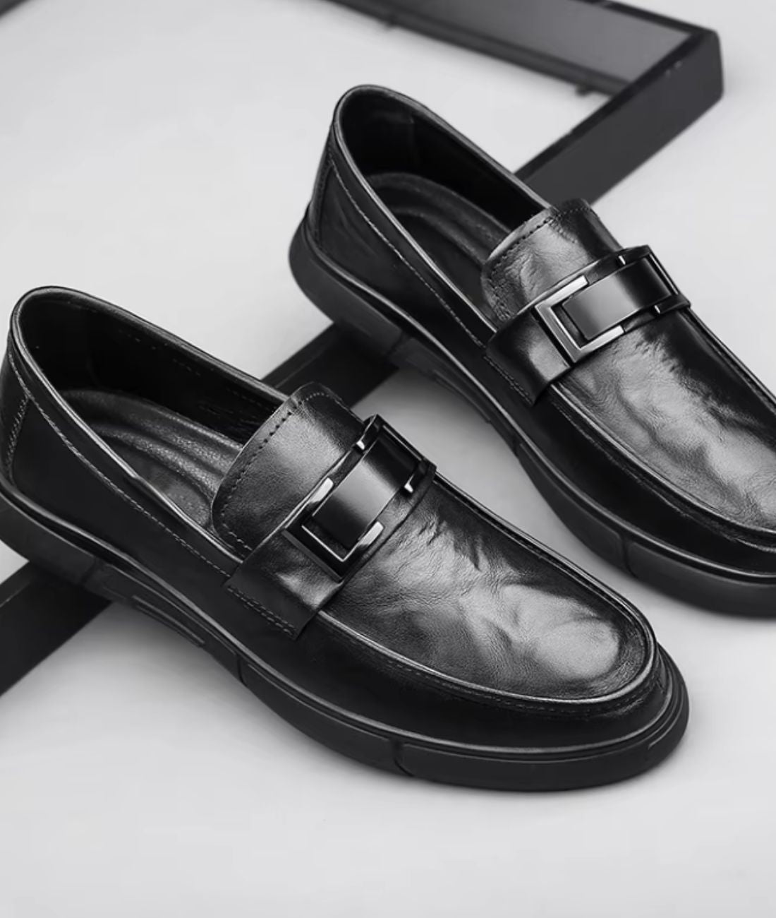 Men’s Slip On Patent Leather Loafers Deep Black