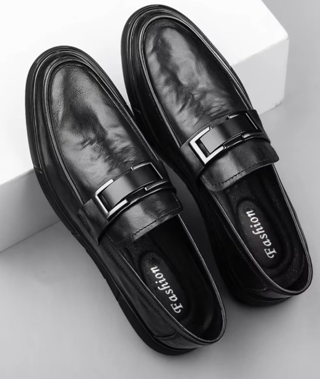 Men’s Slip On Patent Leather Loafers Deep Black