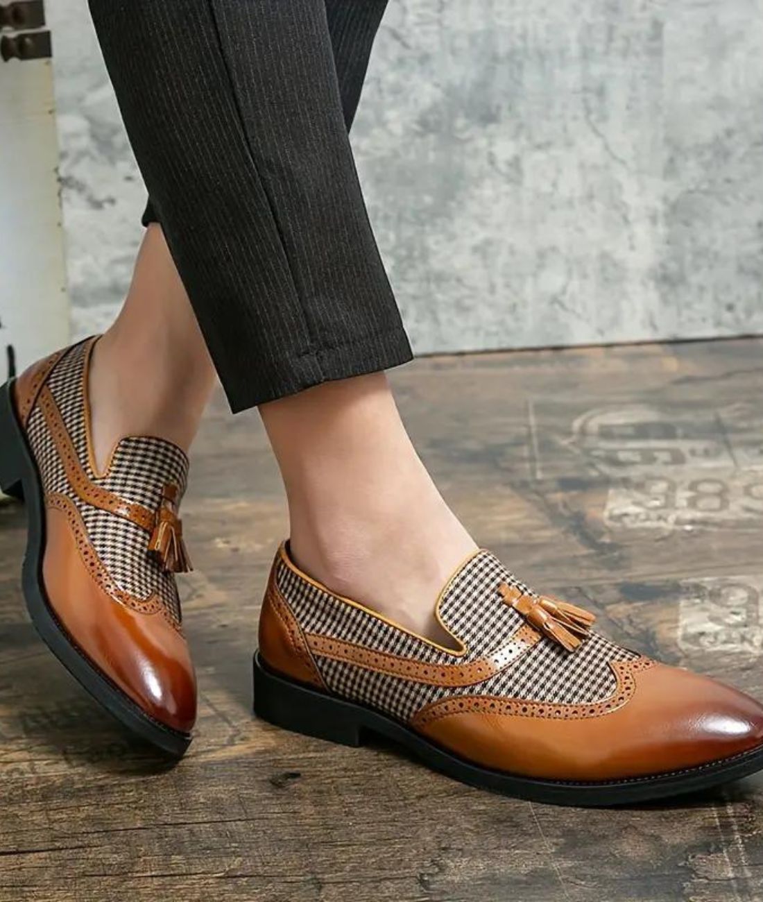 Men’s Tassel Leather Loafers Coffee Brown