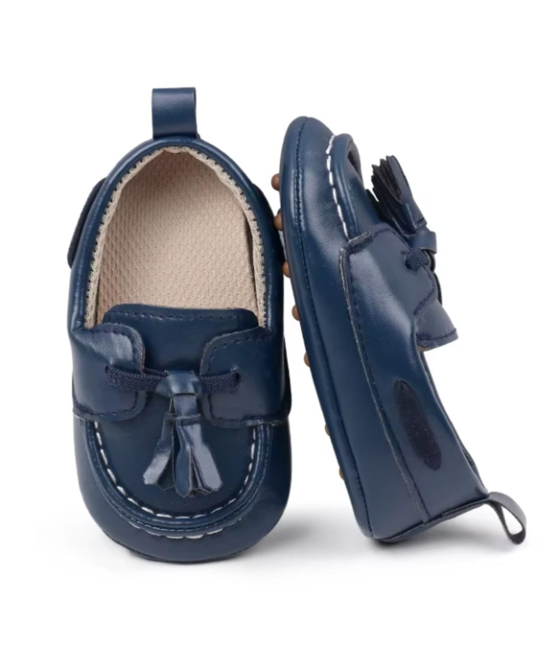 Baby Tassel Leather Loafers Navy