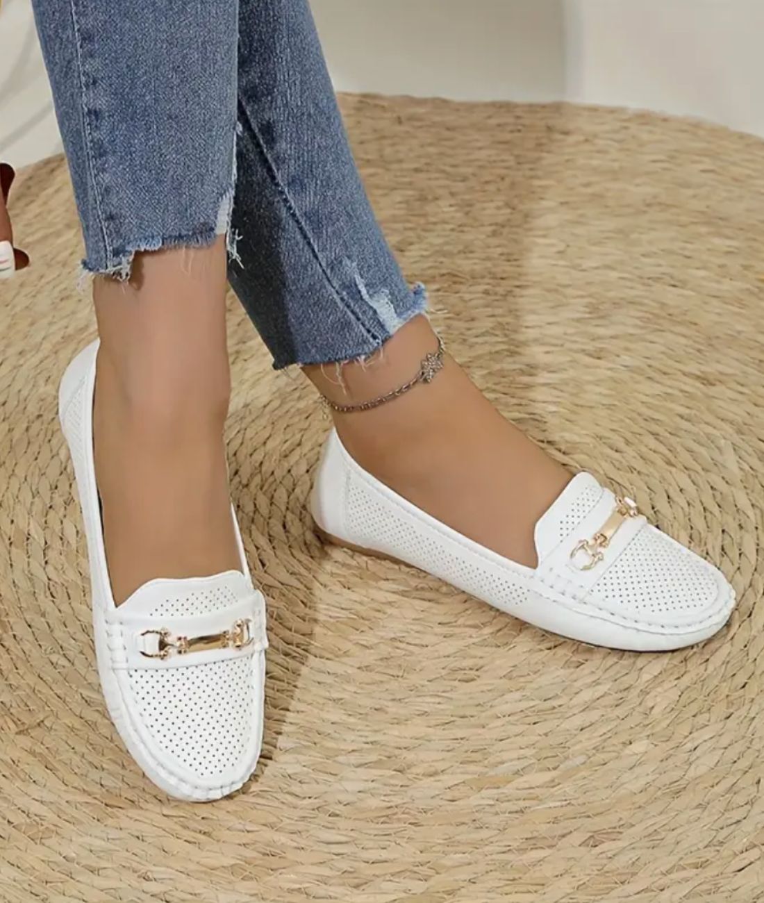 Women’s Horsebit Patent Leather Loafers Off White