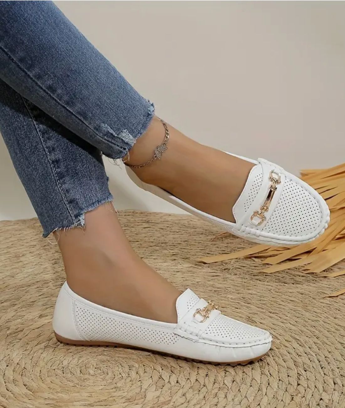 Women’s Horsebit Patent Leather Loafers Off White
