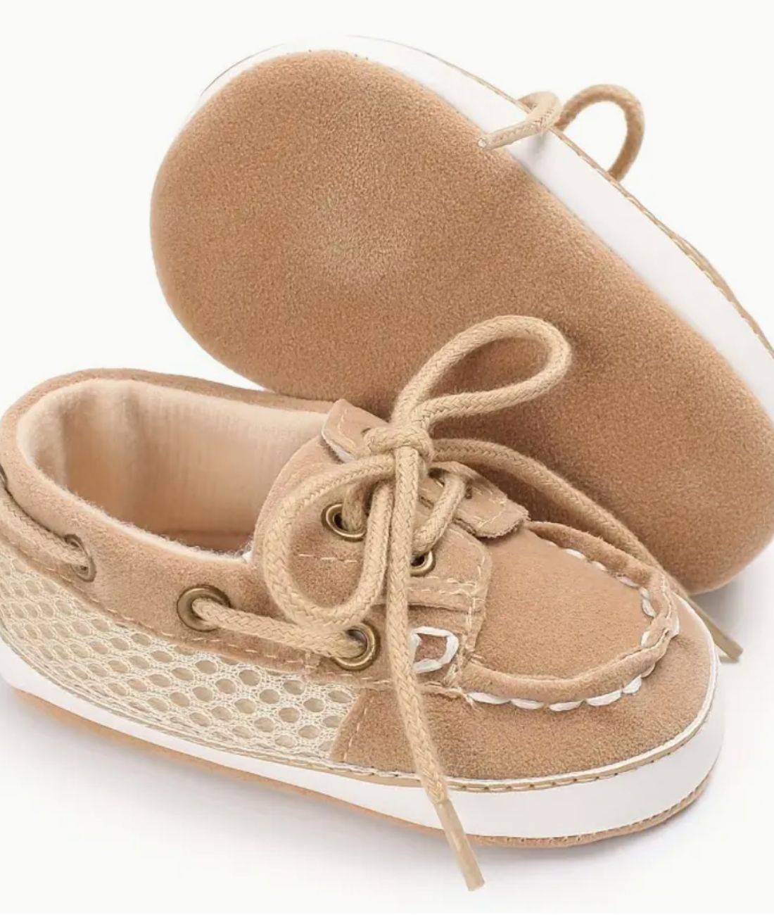 Baby Lace Up Suede Loafers Sand Beige