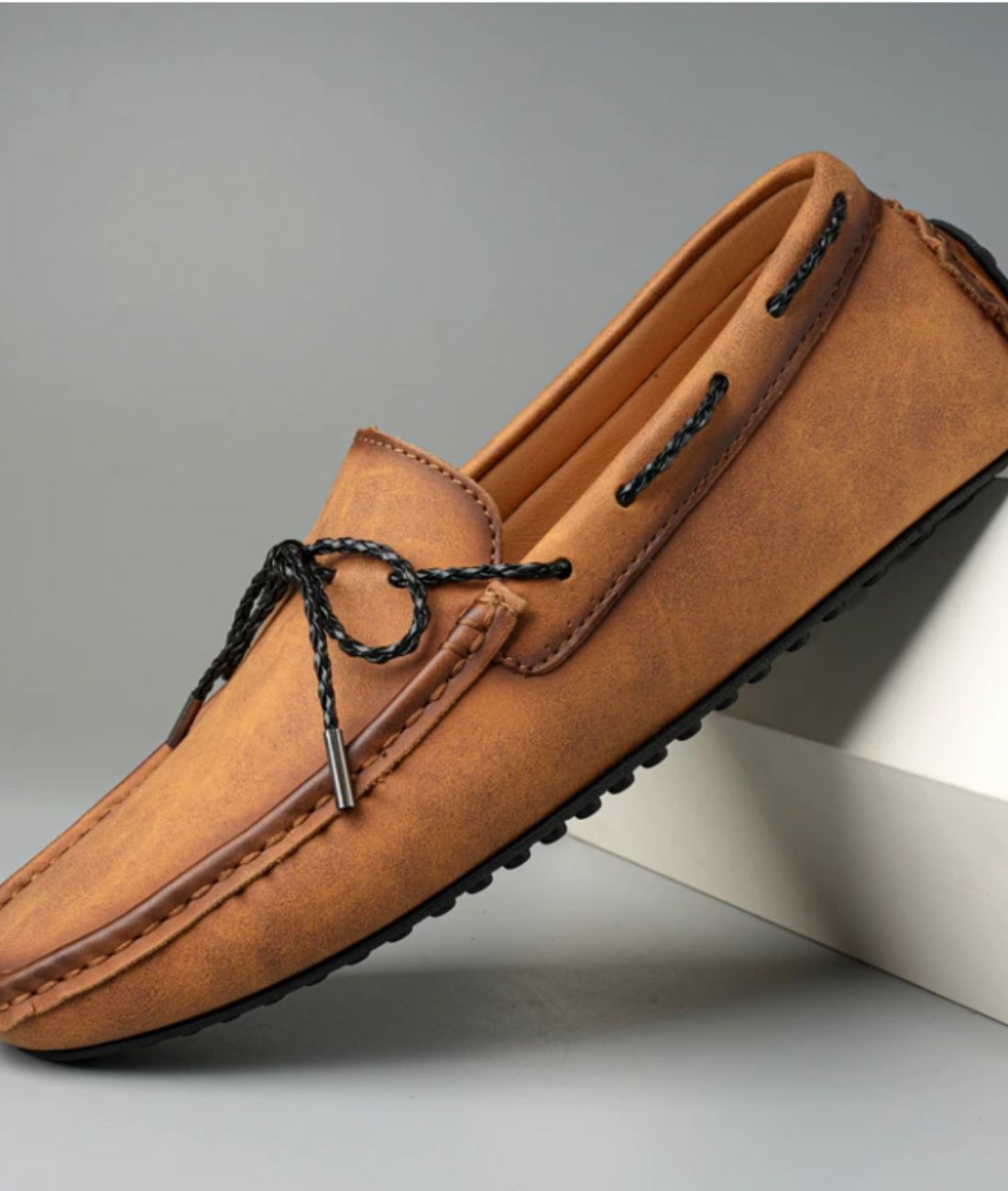 Men’s Driving Leather Loafers in Cognac Brown