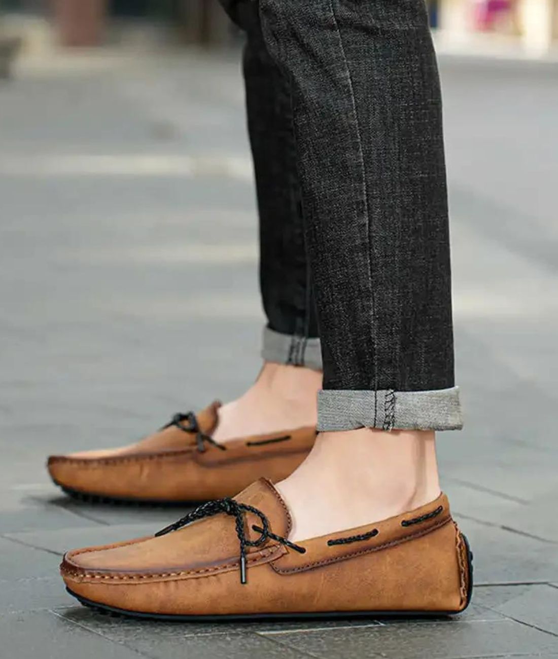 Men’s Driving Leather Loafers in Cognac Brown