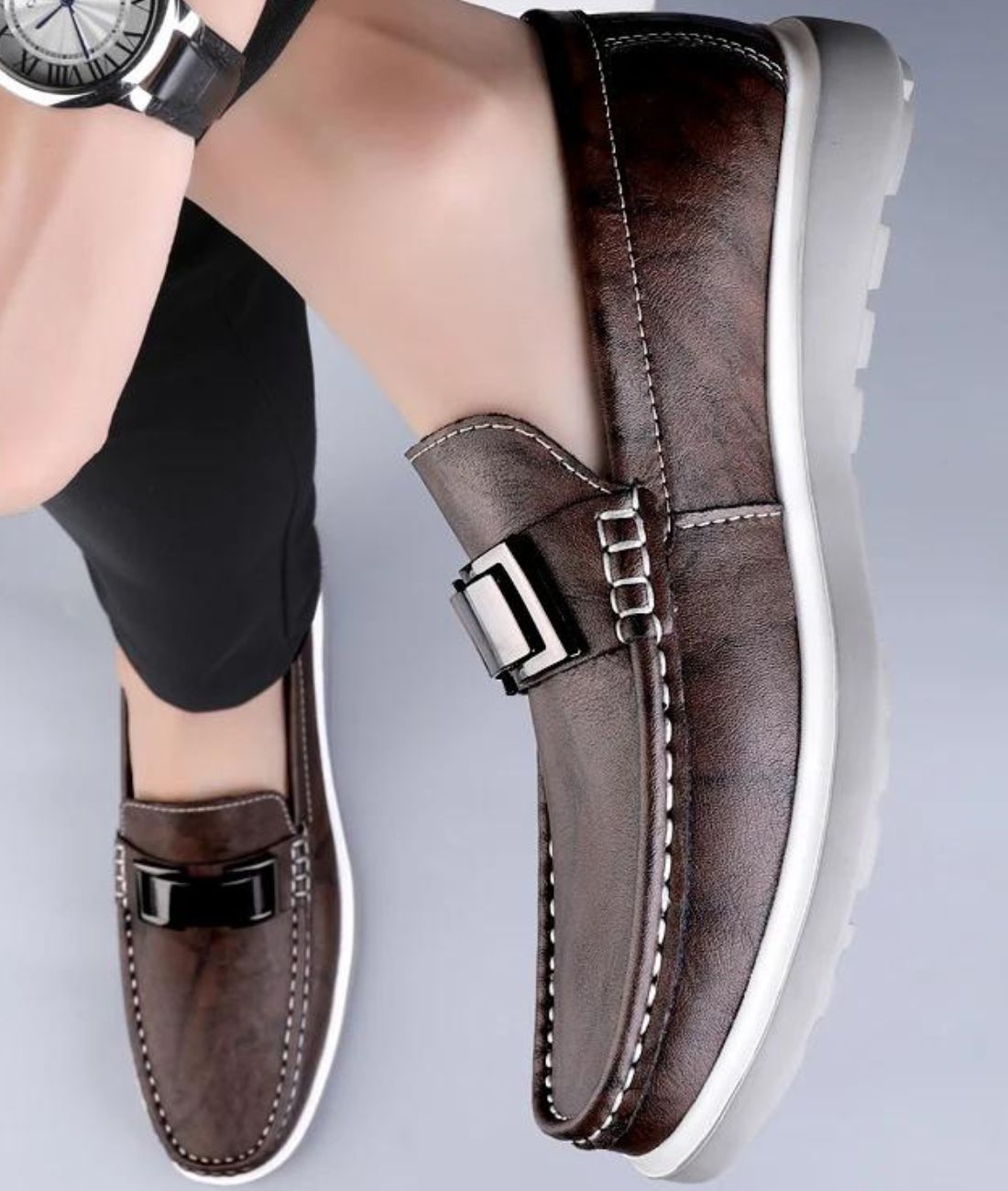 Men’s Penny Leather Loafers Coffee Brown