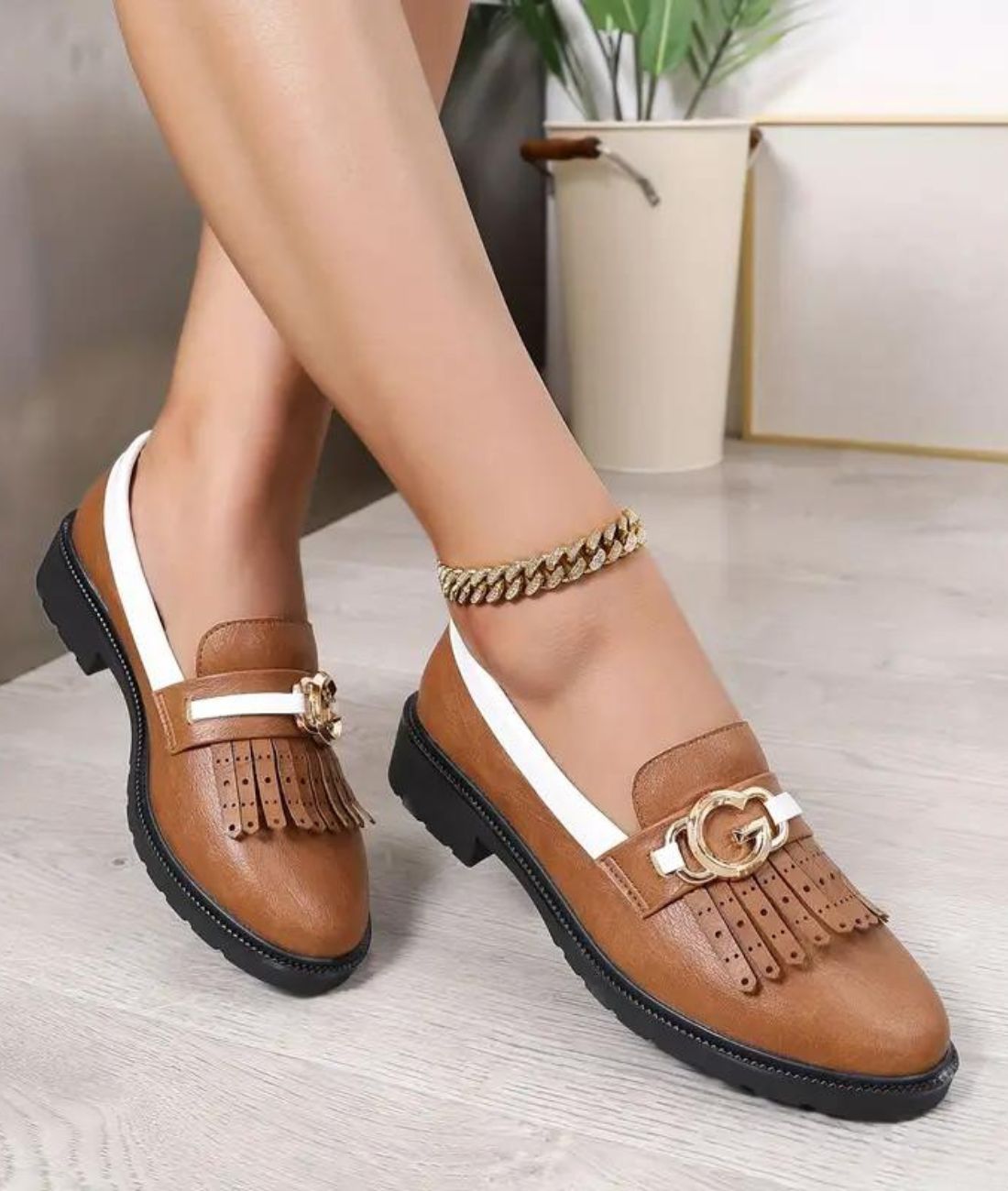 Men’s Slip On Patent Leather Loafers Cognac Brown