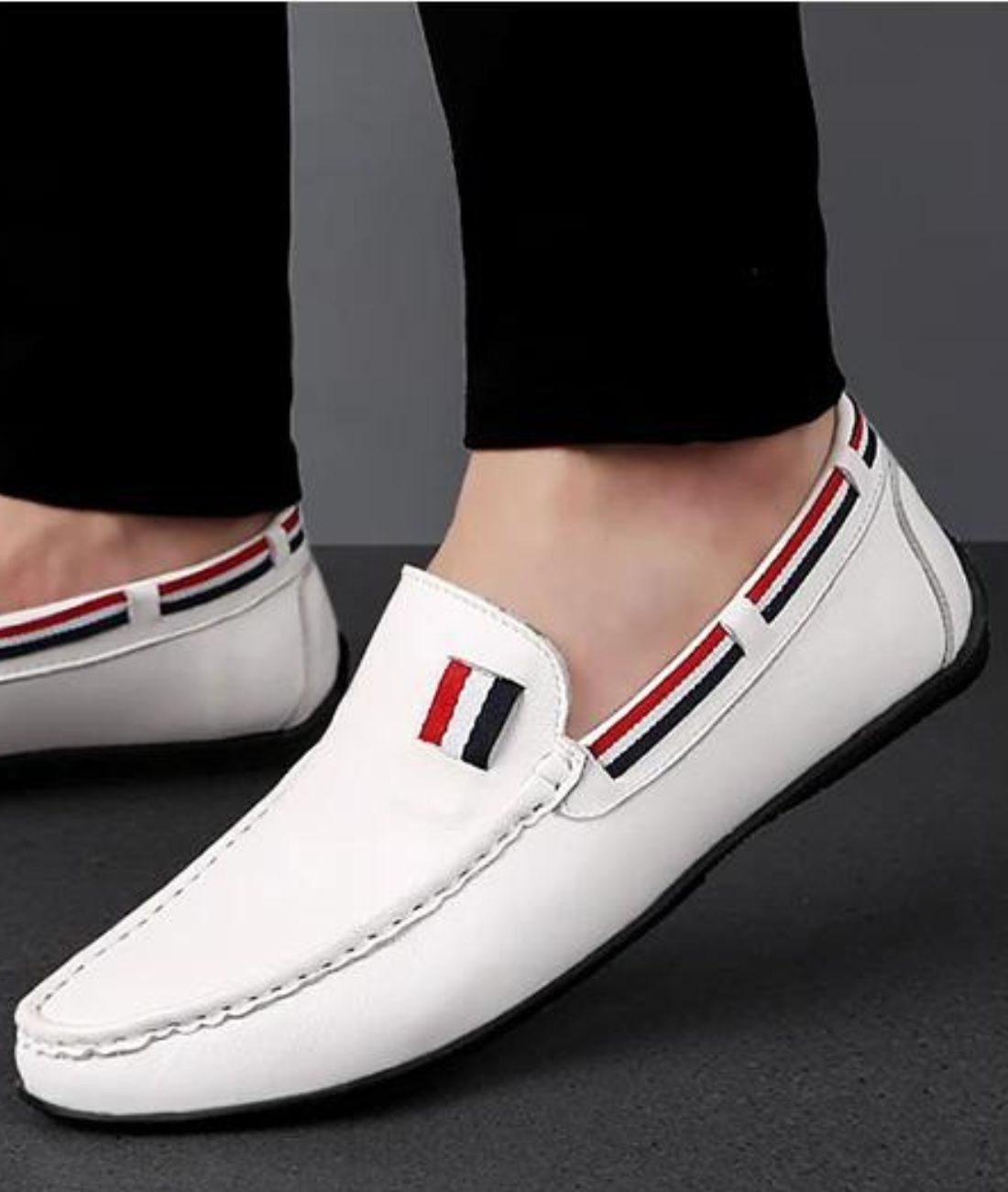 Womens Slip On Patent Leather Loafers Off White