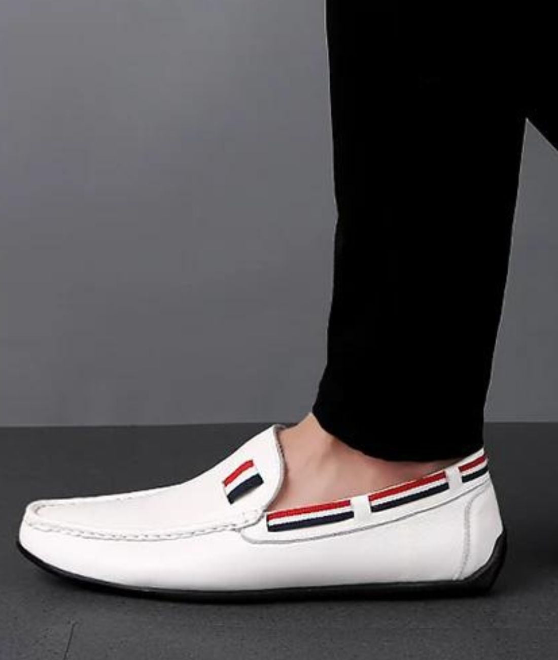Womens Slip On Patent Leather Loafers Off White