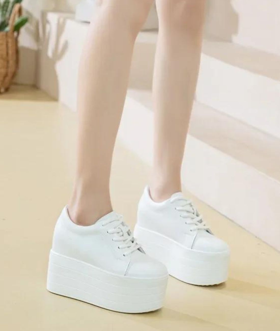 Women’s Platform Patent Leather Loafers Off White