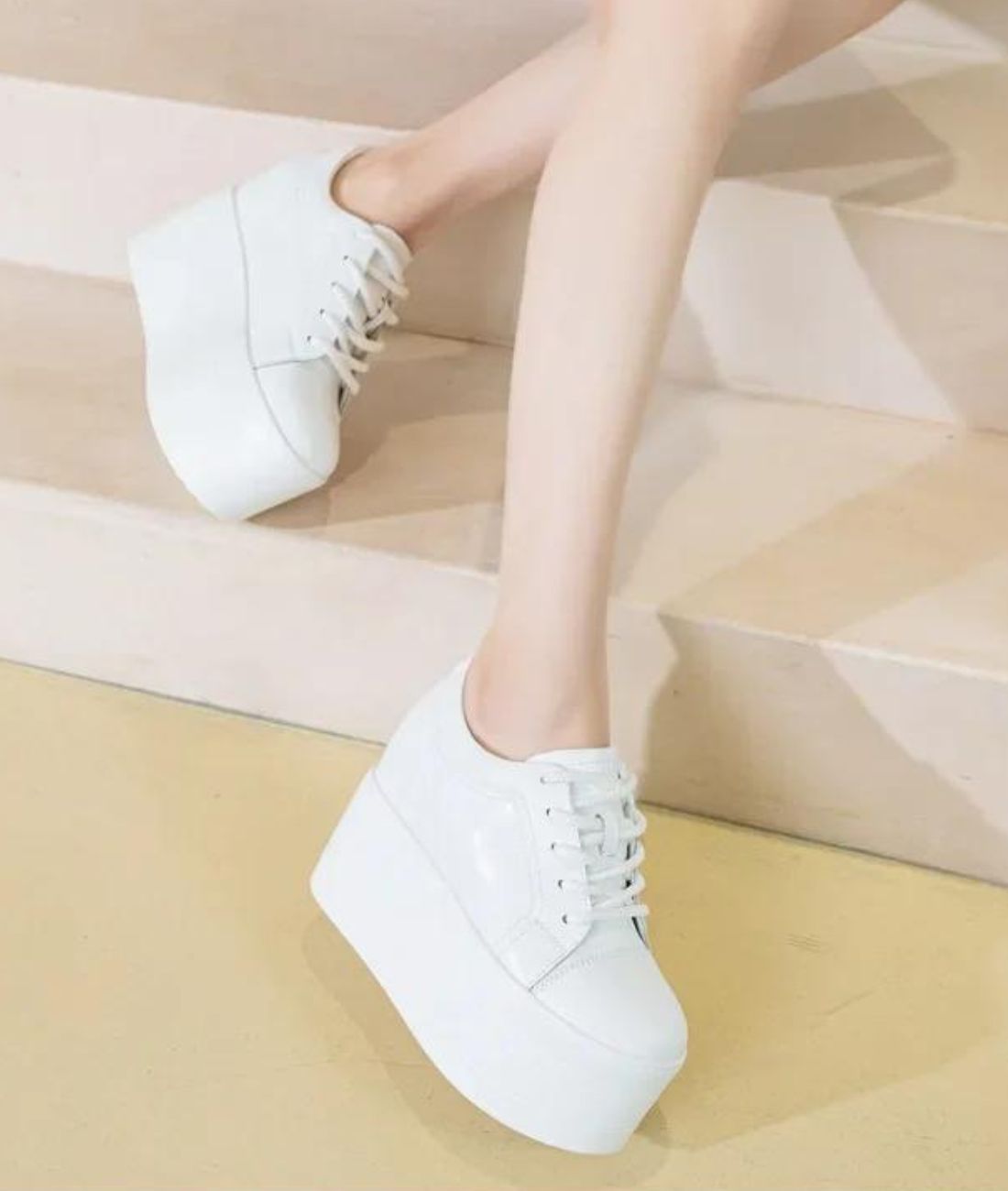 Women’s Platform Patent Leather Loafers Off White