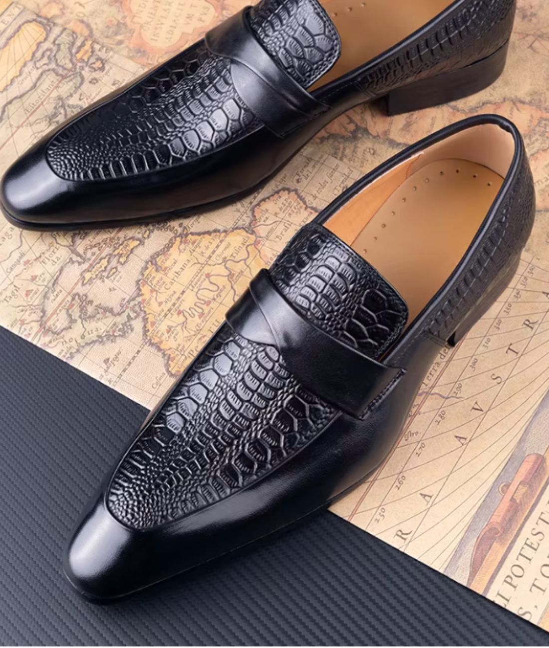 Men’s Slip On Patent Leather Loafers Deep Black