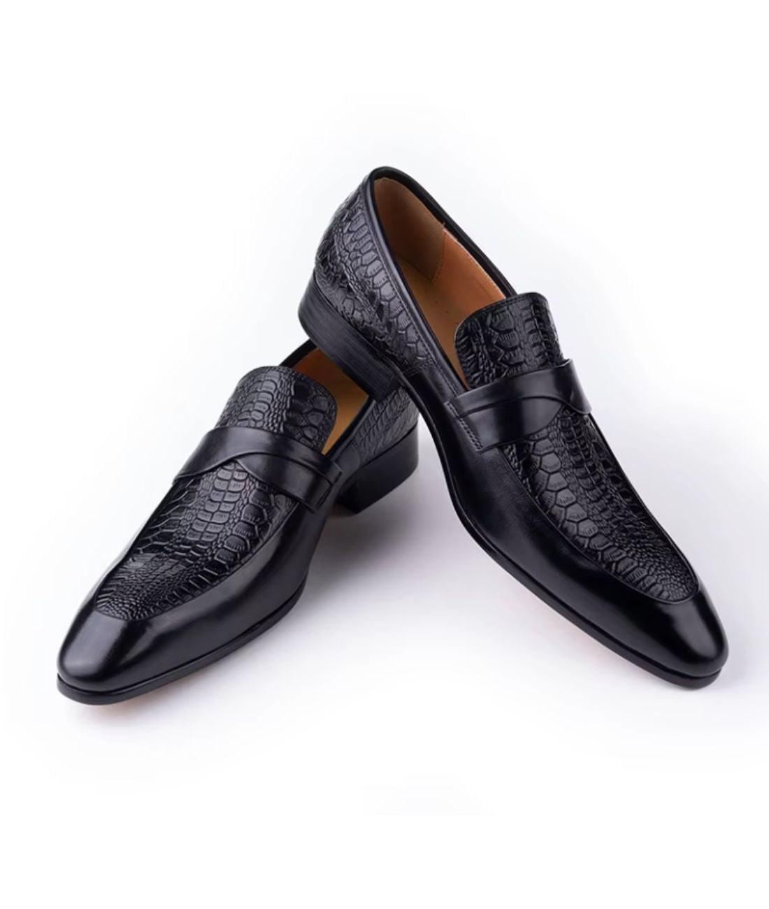 Men’s Slip On Patent Leather Loafers Deep Black