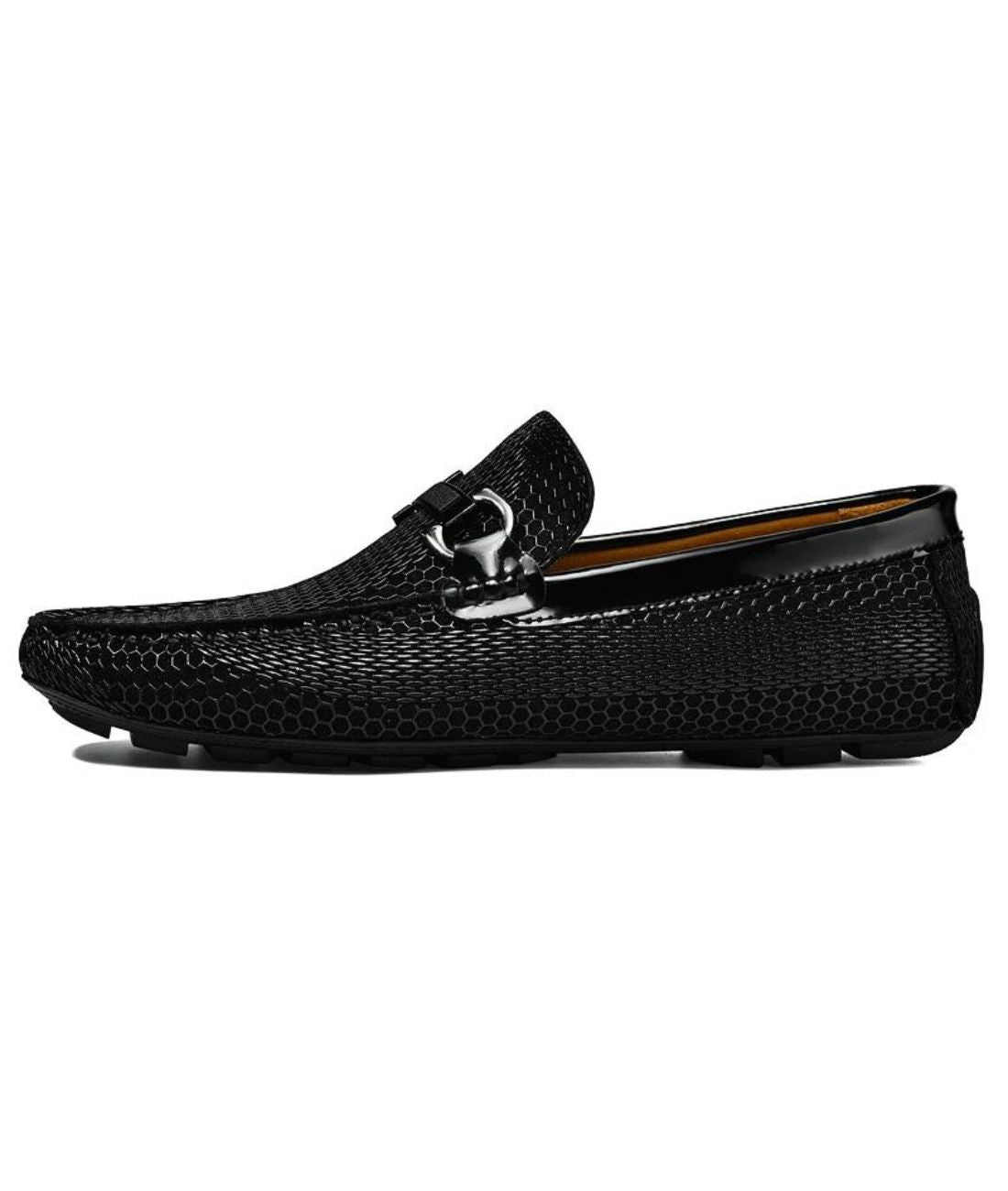 Men’s Penny Pointed Toe Leather Loafers Deep Black