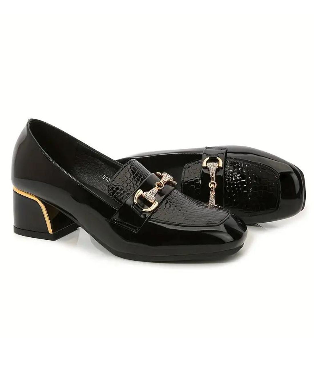 Women’s Horsebit Patent Leather Pointed Toe Loafers Deep Black