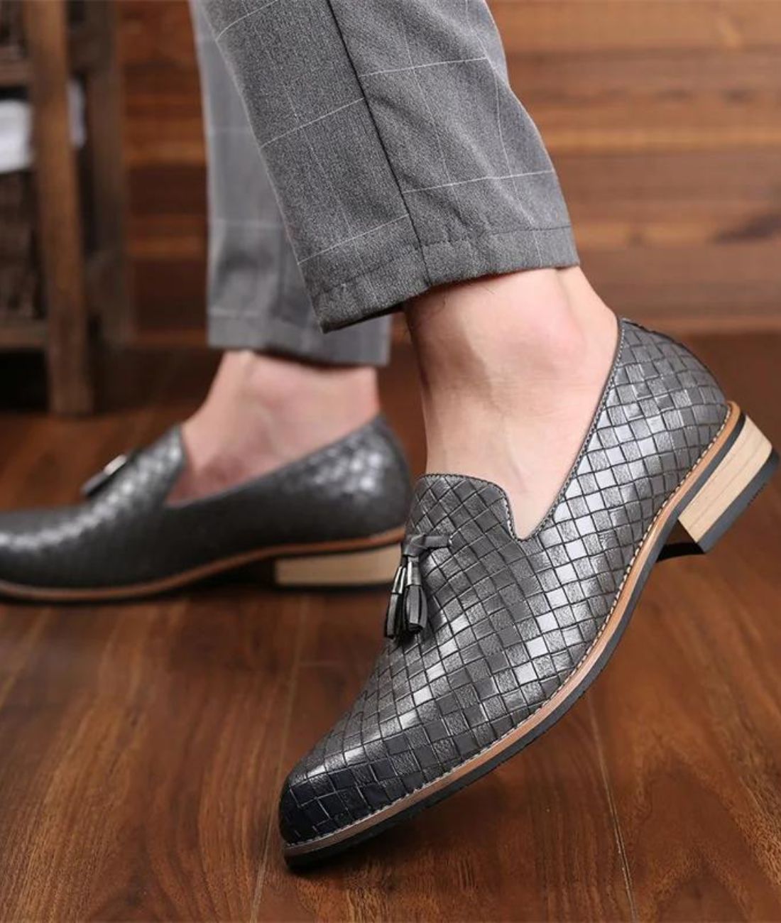 Men’s Tassel Leather Loafers Grey