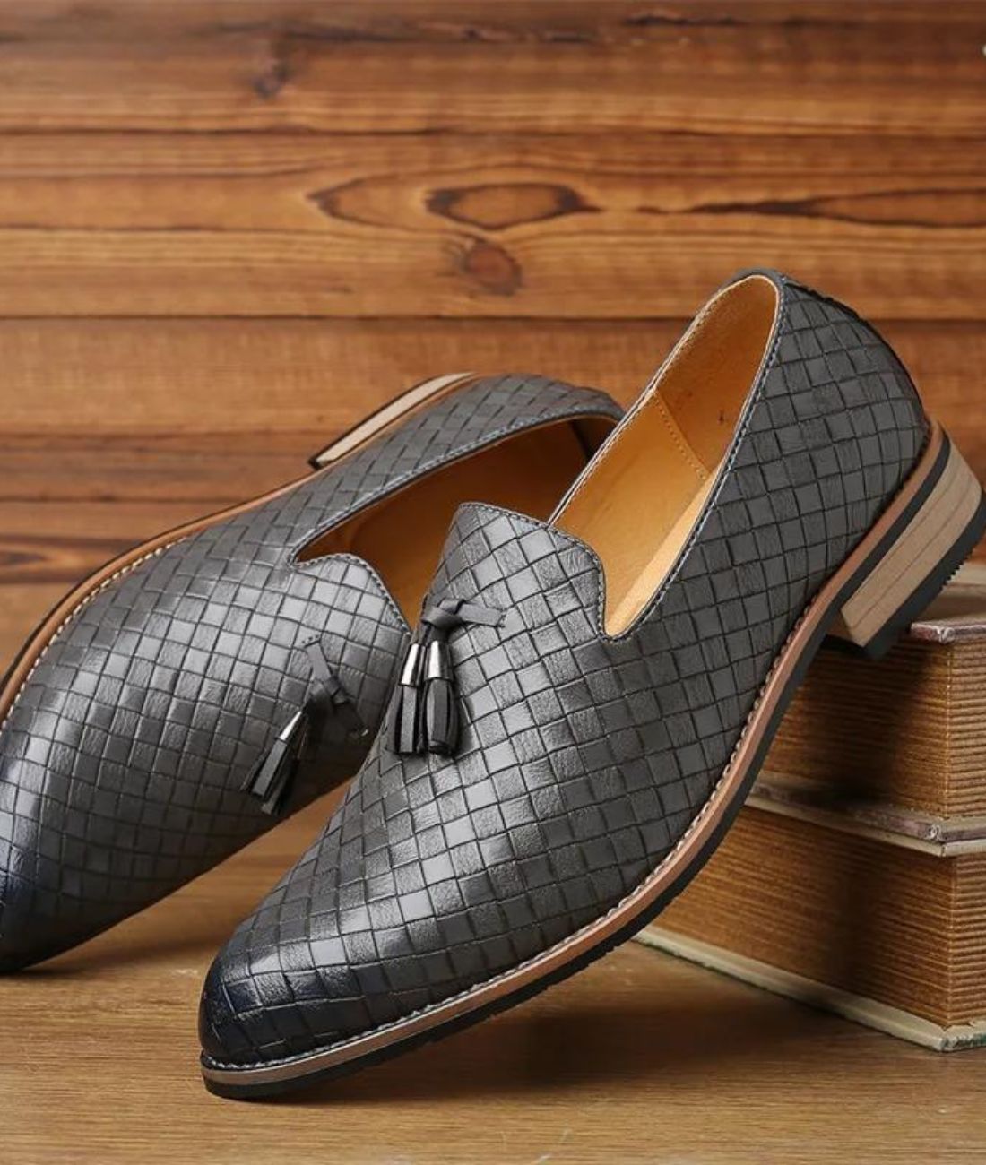Men’s Tassel Leather Loafers Grey