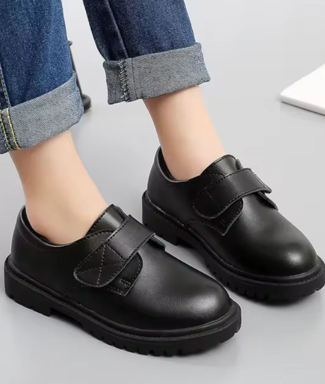 Boys’ Slip On Patent Leather Loafers Deep Black