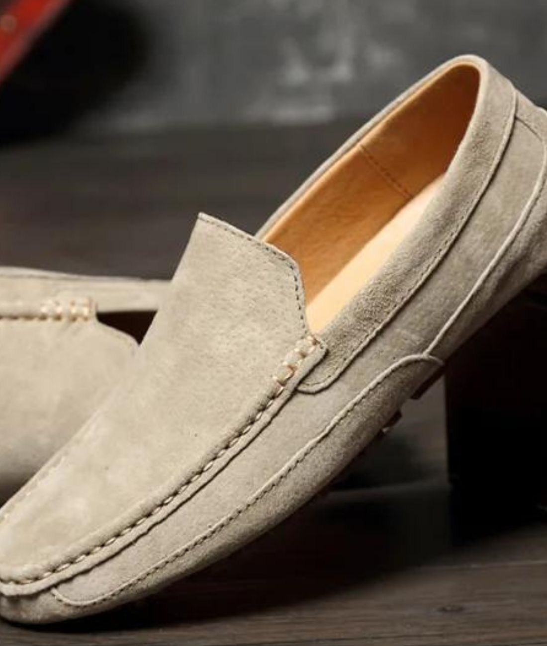 Men’s Driving Suede Loafers Sand Beige