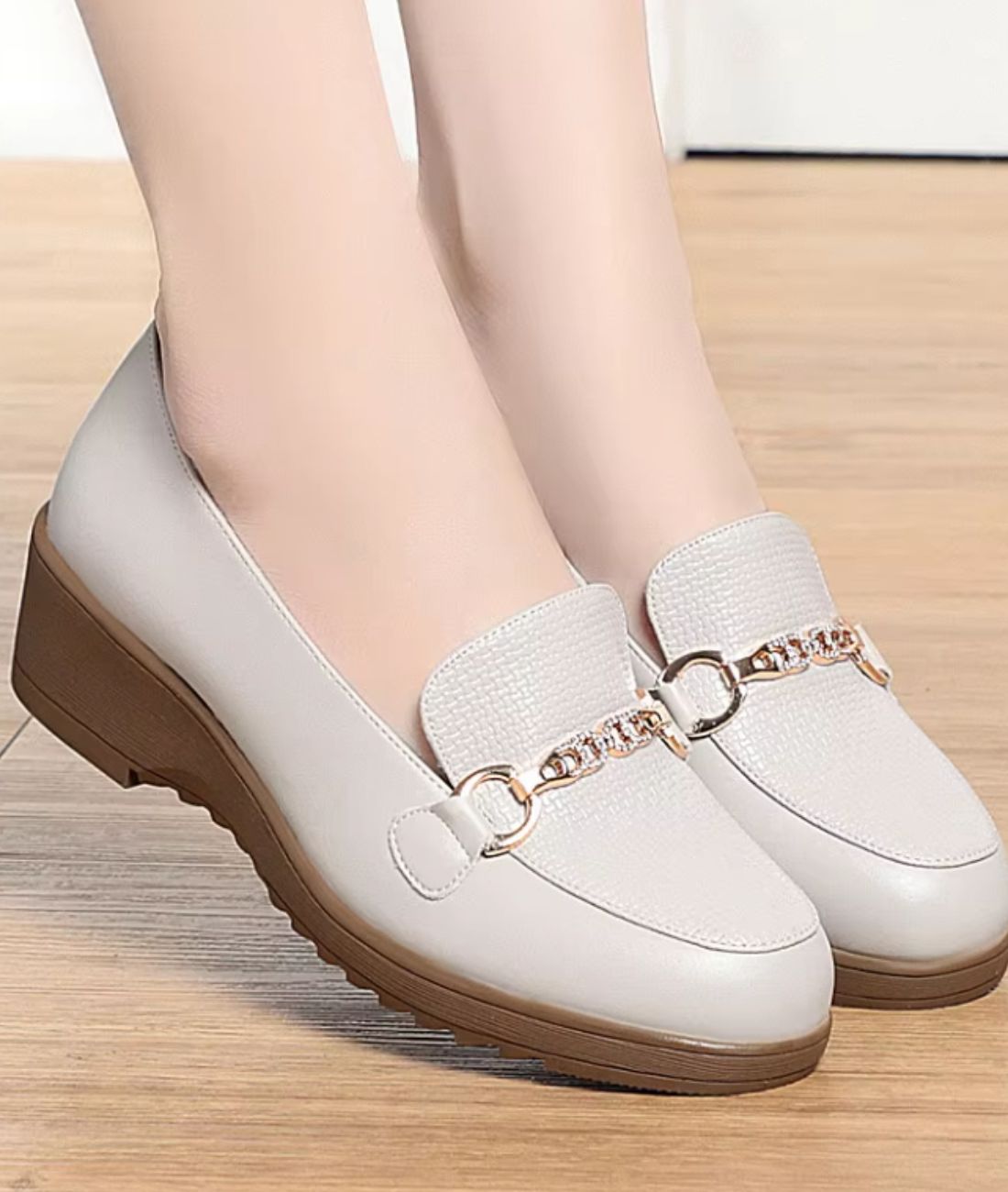 Women’s Low Heel Suede Loafers Grey