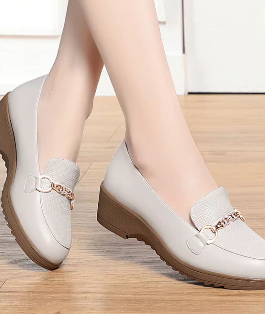 Women’s Low Heel Suede Loafers Grey