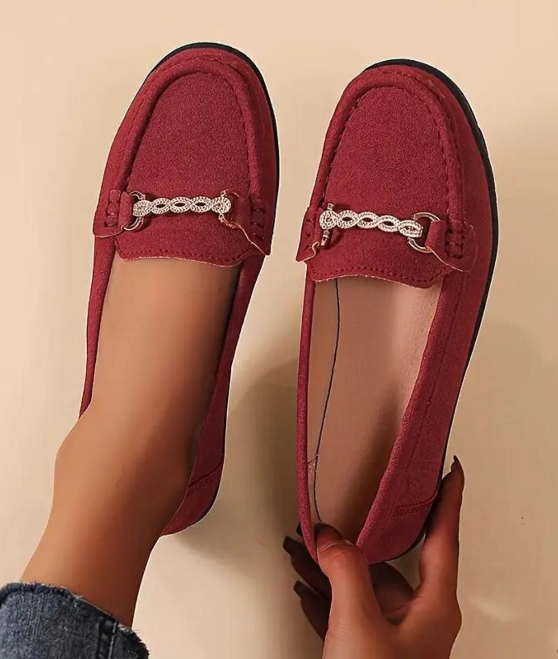 Women’s Horsebit Suede Loafers Vermilion Red