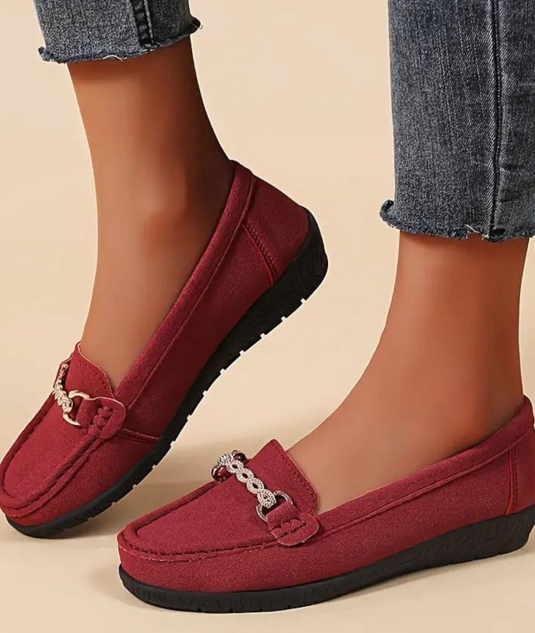 Women’s Horsebit Suede Loafers Vermilion Red