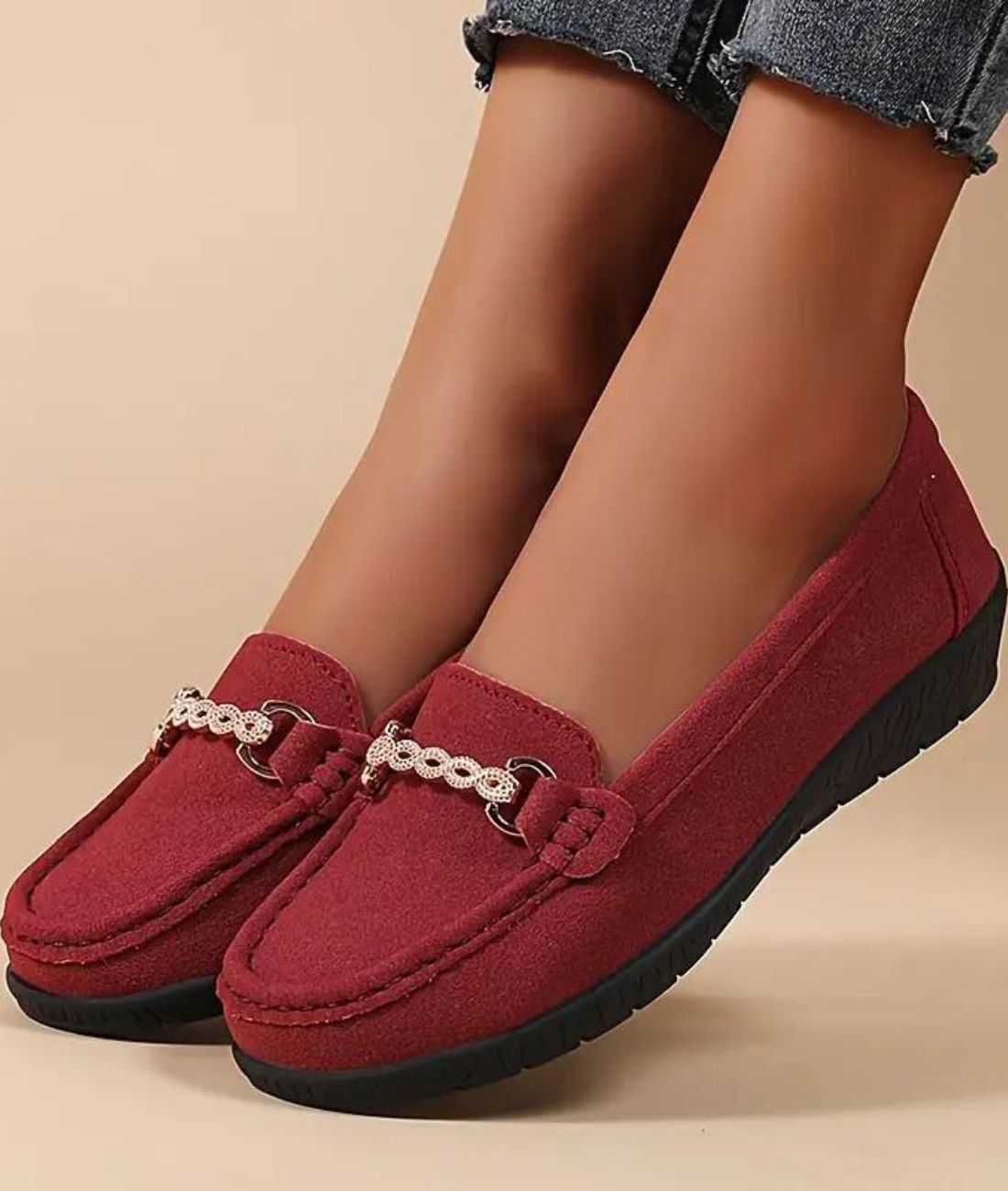 Women’s Horsebit Suede Loafers Vermilion Red