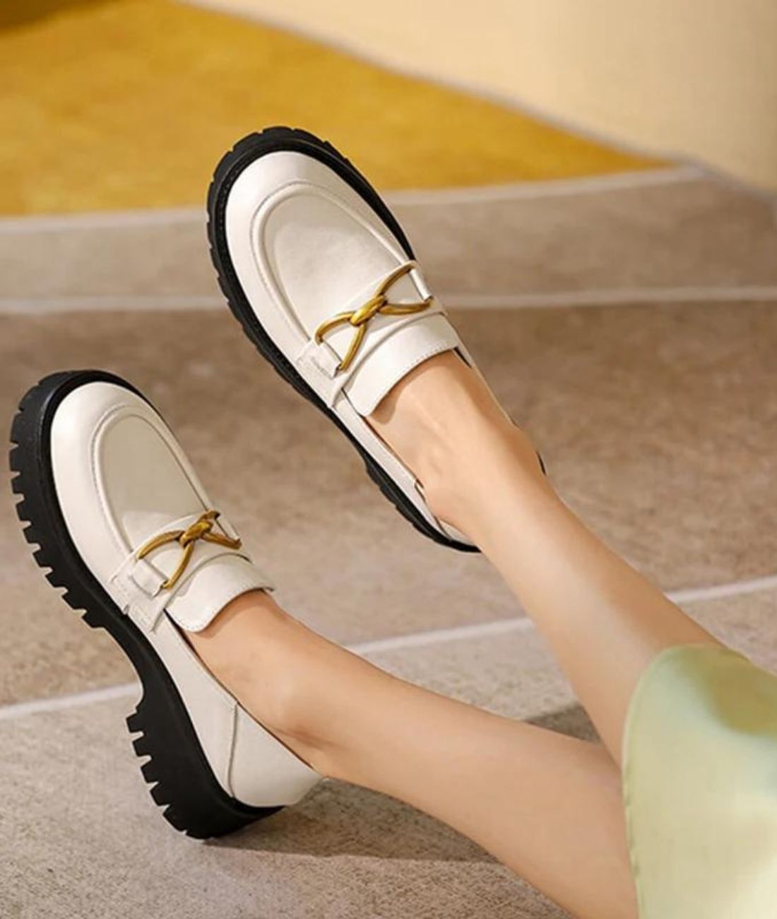 Women’s Horsebit Patent Leather Loafers Off White