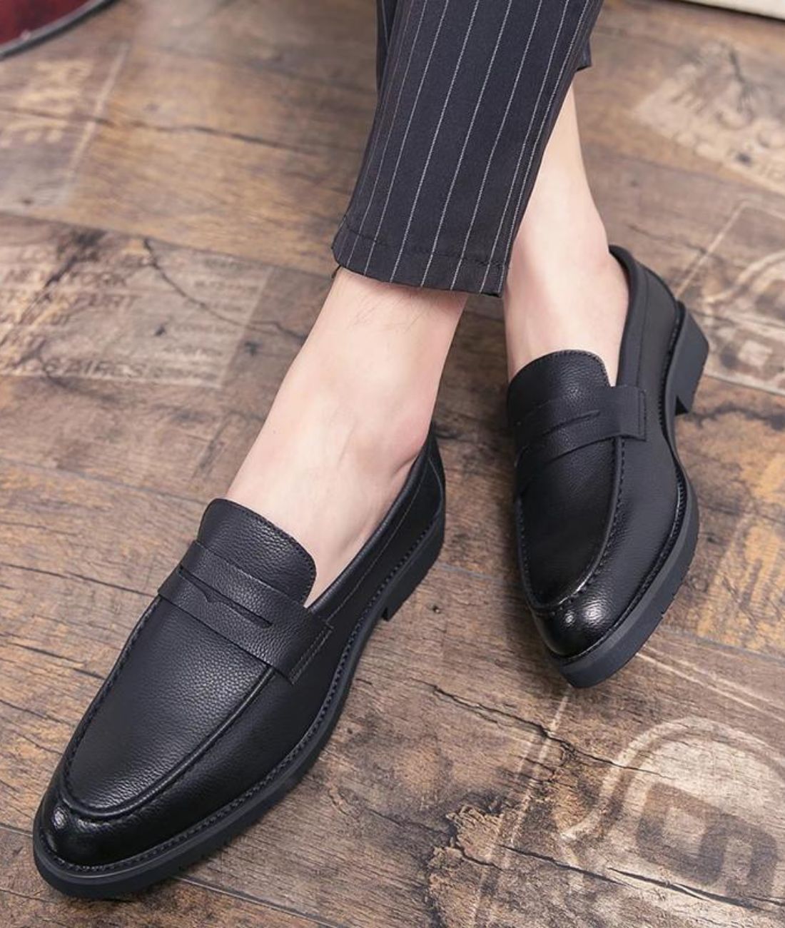 Men’s Penny Patent Leather Toe Loafers Deep Black