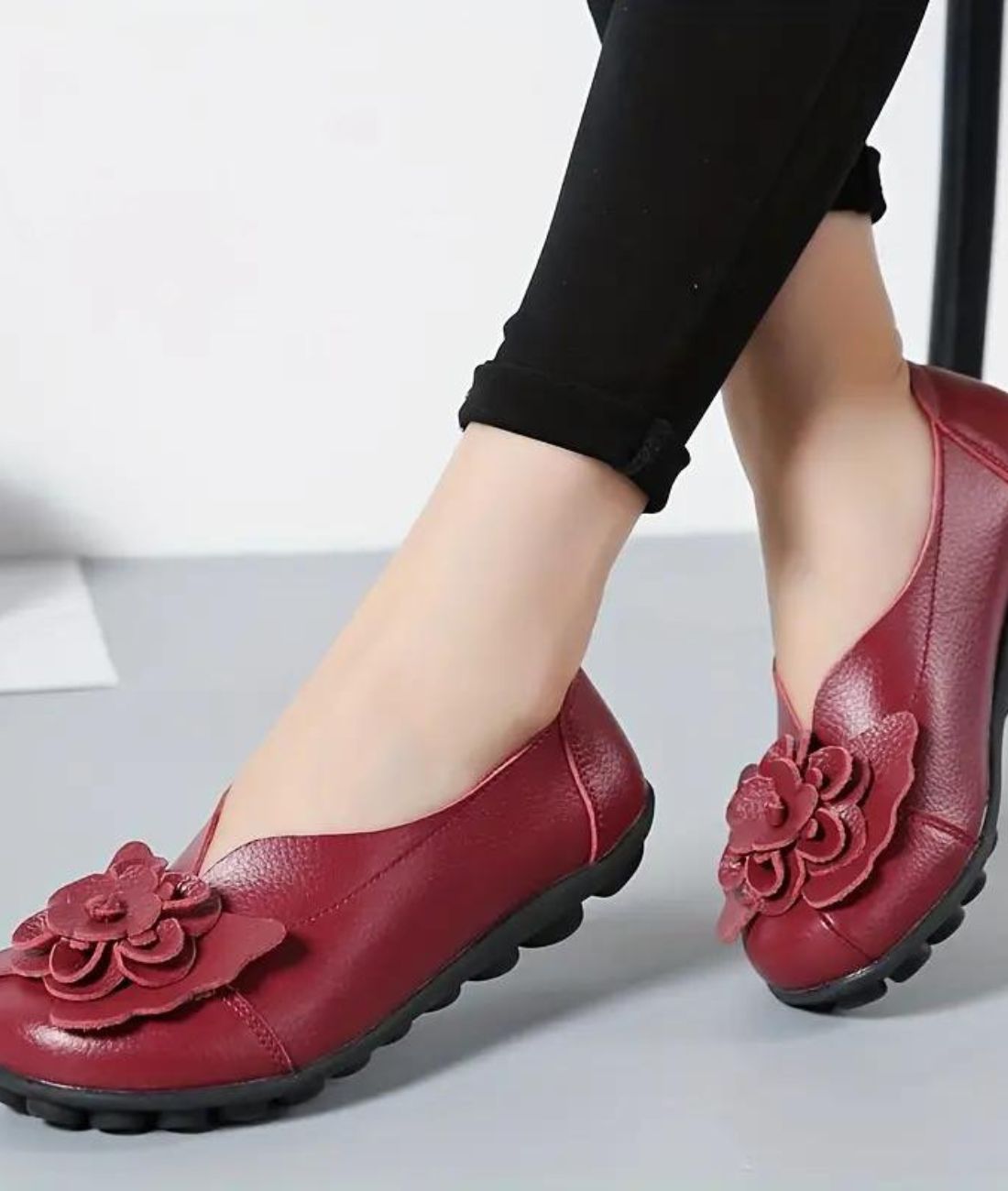 Women’s Platform Leather Loafers Vermilion Red