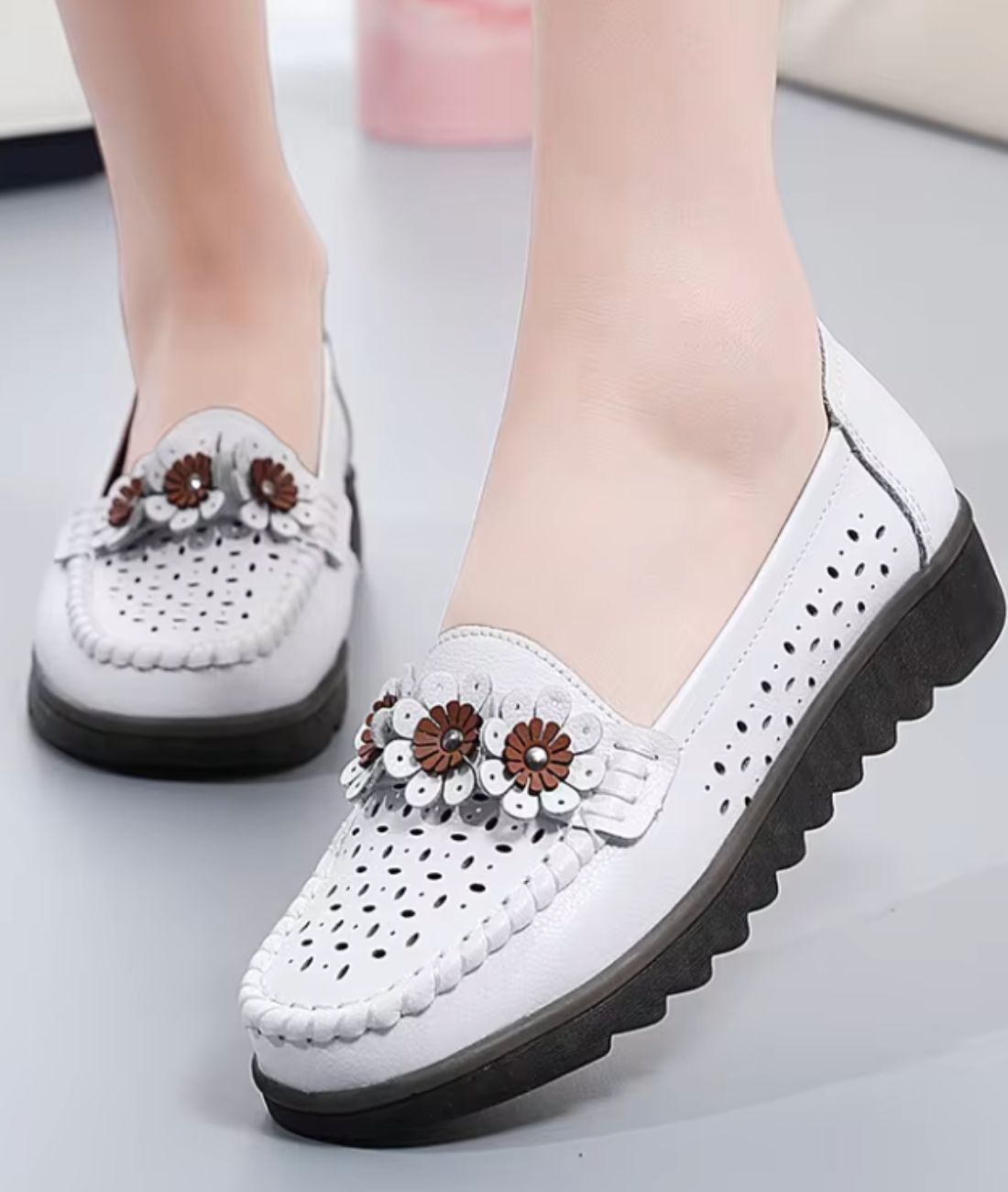 Women’s Platform Patent Leather Loafers Off White