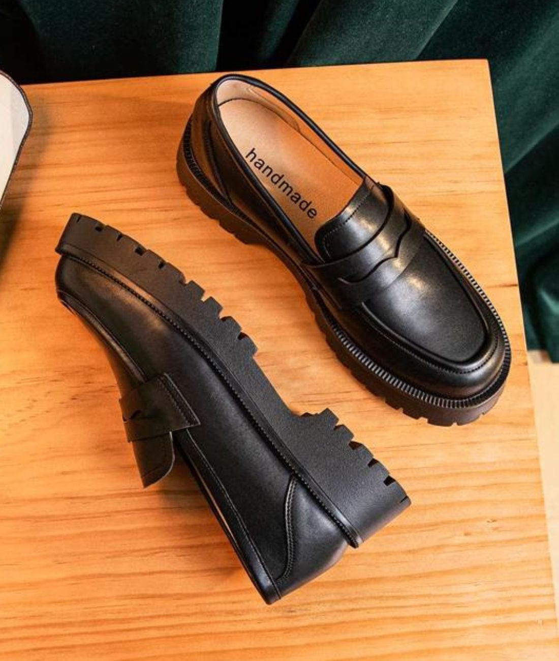 Women’s Platform Patent Leather Loafers Deep Black