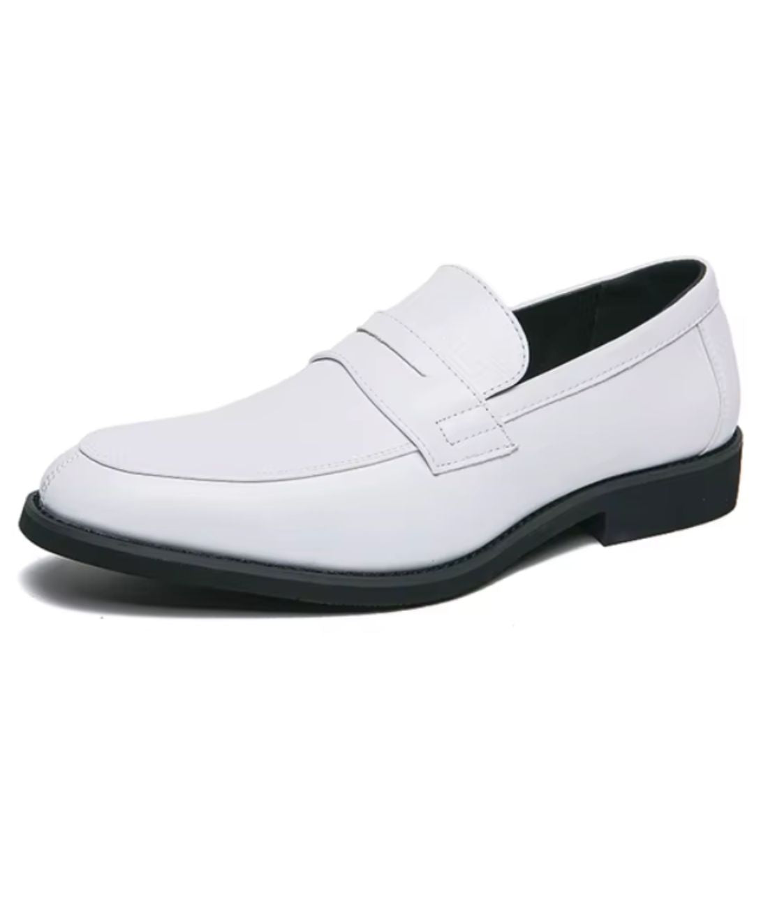 Men’s Penny Leather Loafers Off White Black Sole