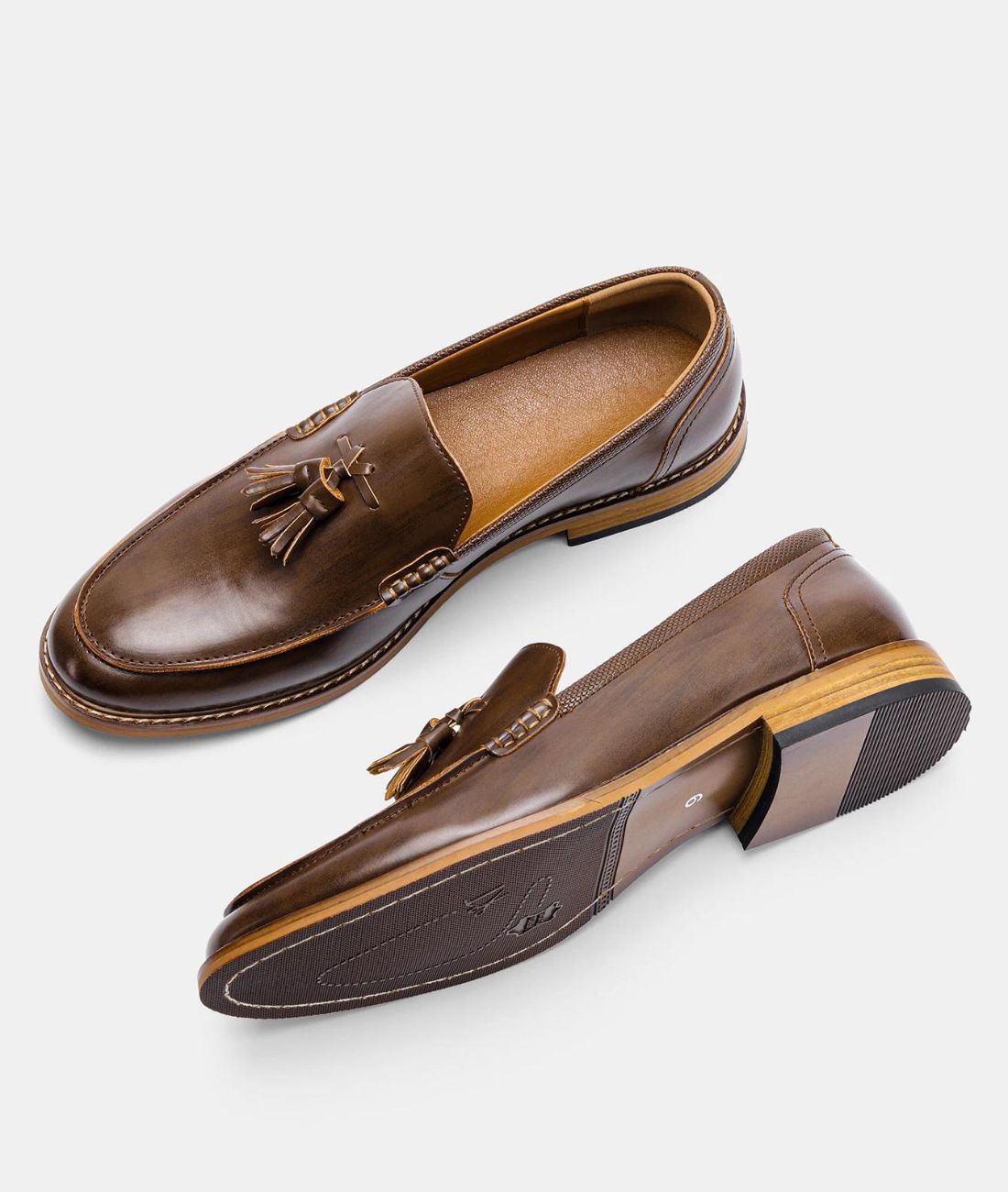 Men’s Tassel Leather Loafers Coffee Brown