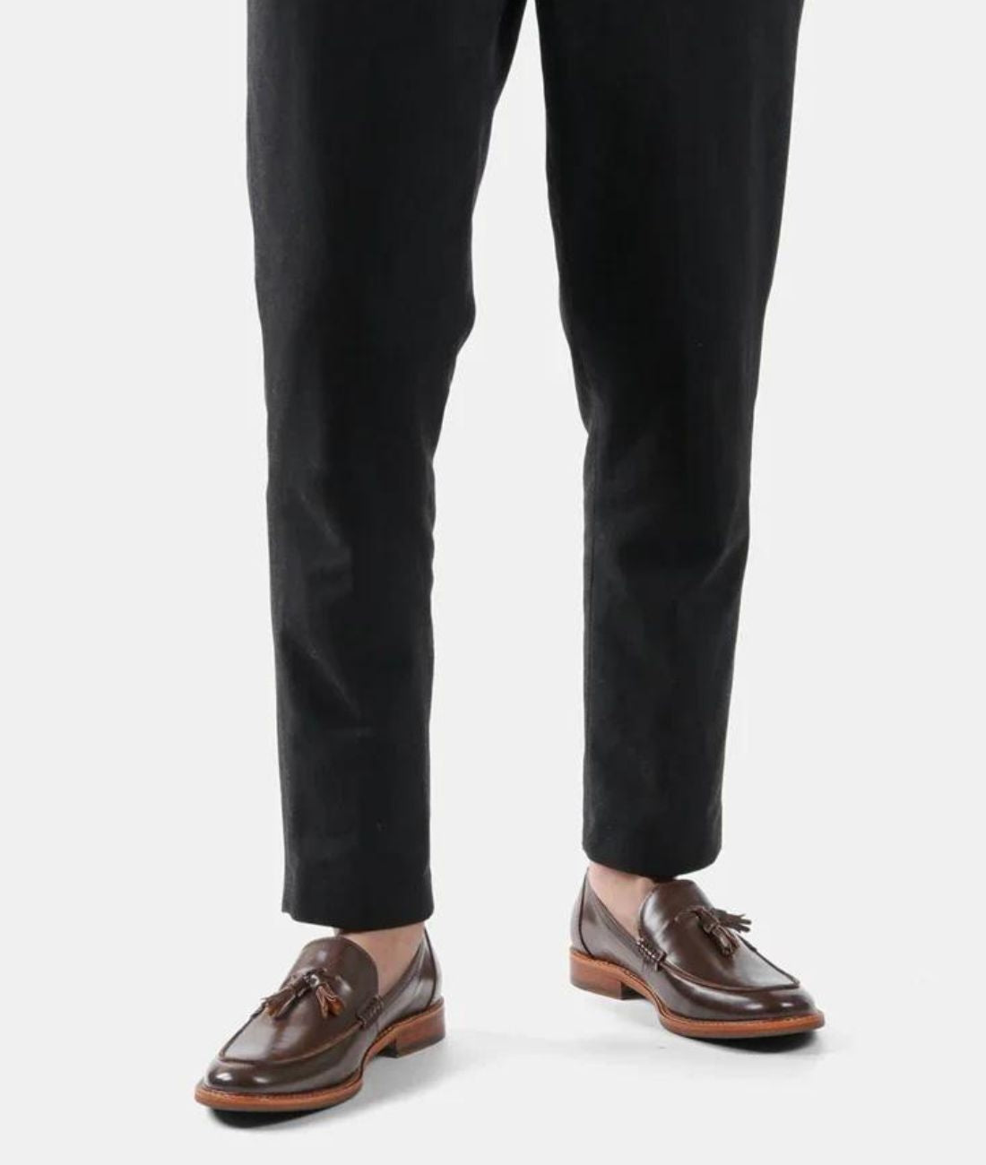 Men’s Tassel Leather Loafers Coffee Brown