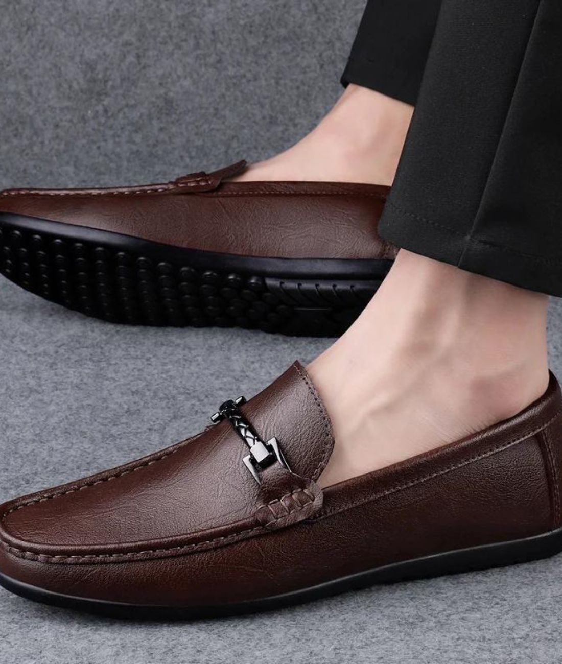 Men’s Horsebit Patent Leather Loafers in Deep Black