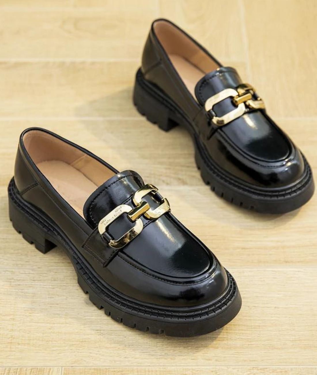 Women’s Slip On Patent Leather Loafers In Deep Black