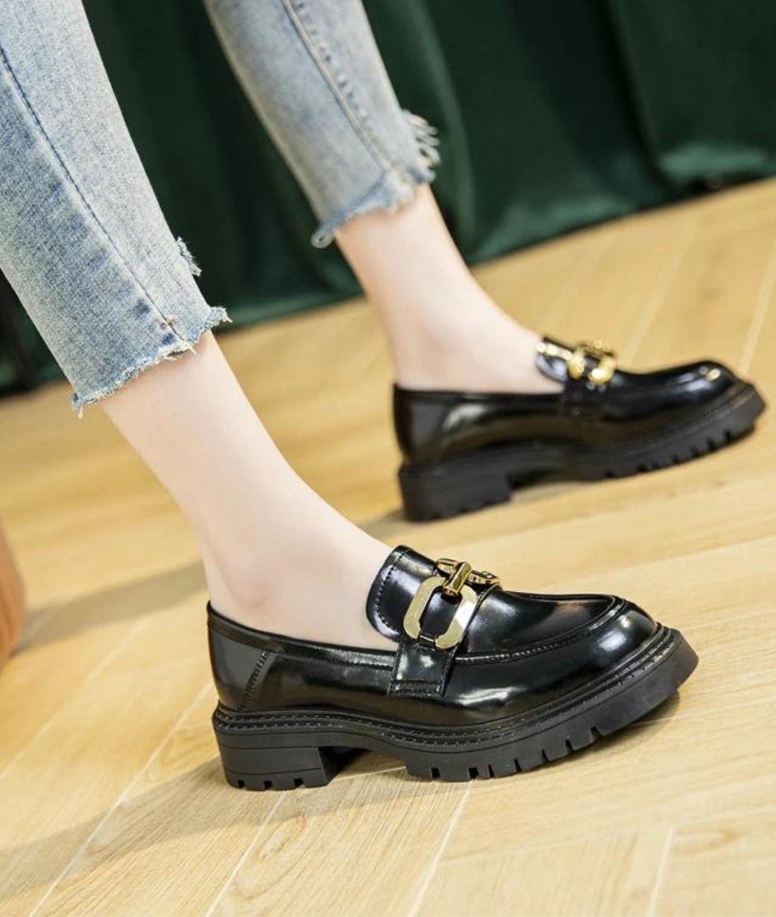 Women’s Slip On Patent Leather Loafers In Deep Black