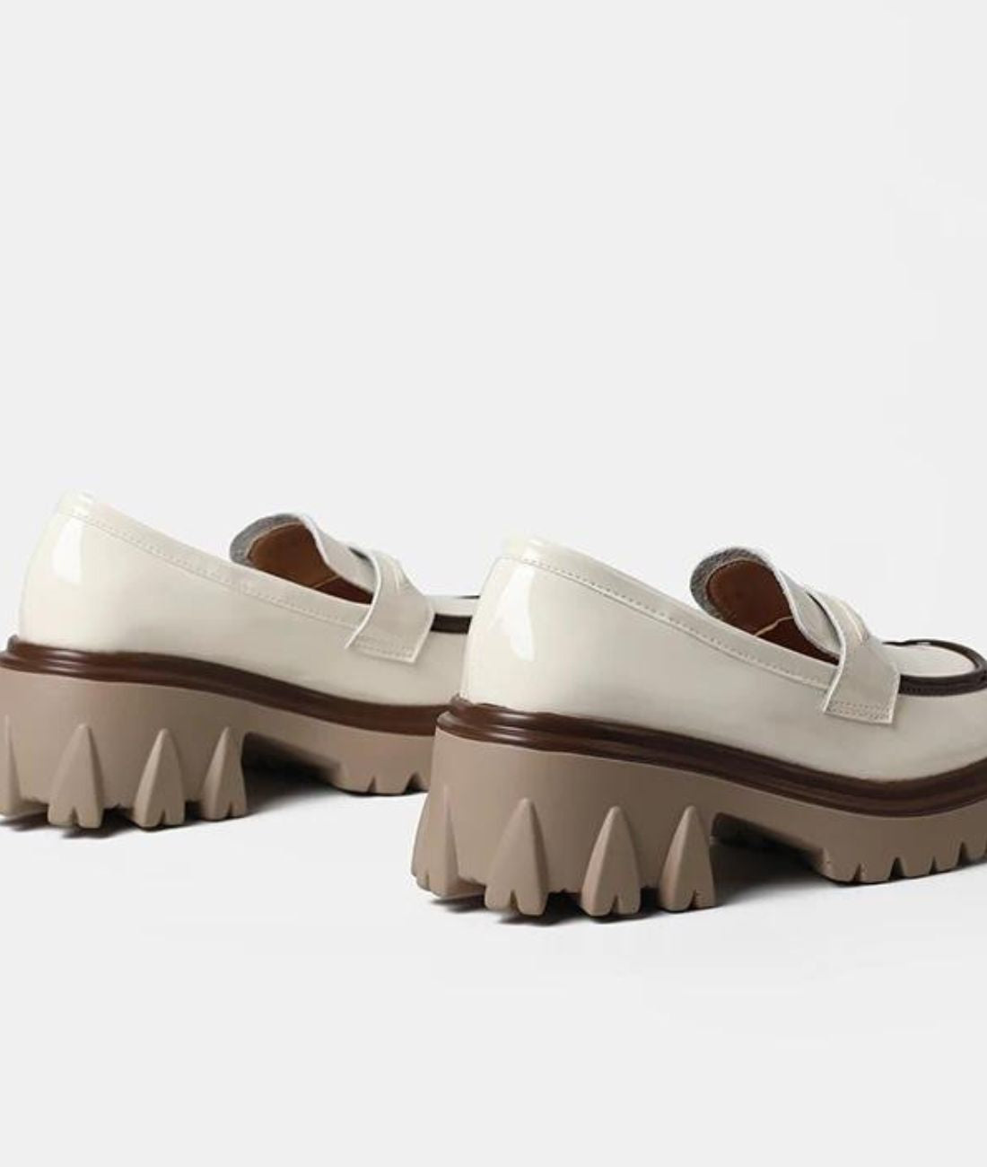 Women’s Platform Patent Leather Loafers Off White