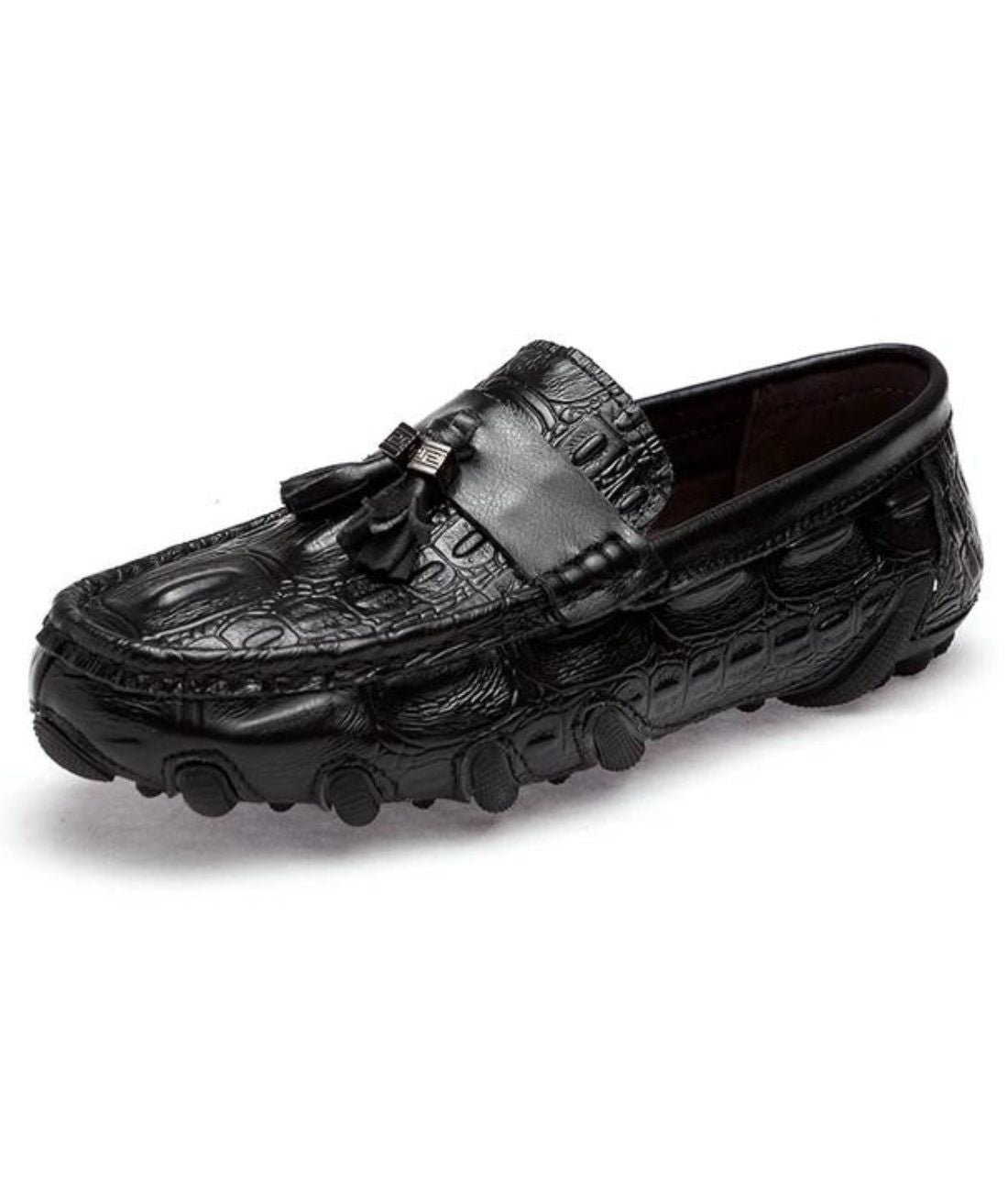 Men’s Tassel Patent Leather Loafers Deep Black