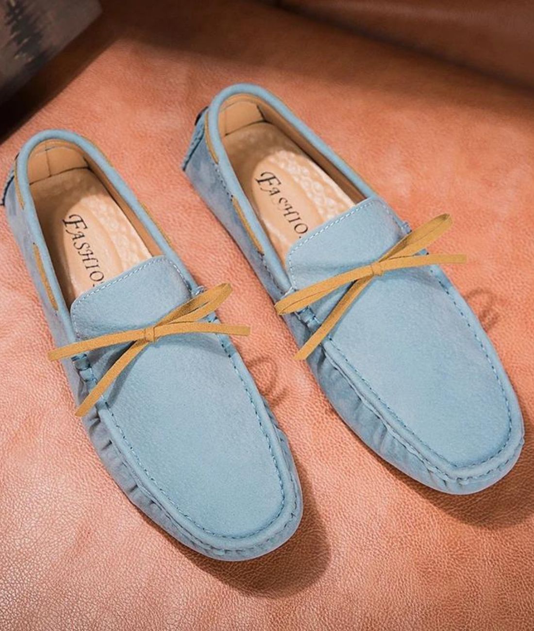 Men’s Lace Up Suede Loafers Blue