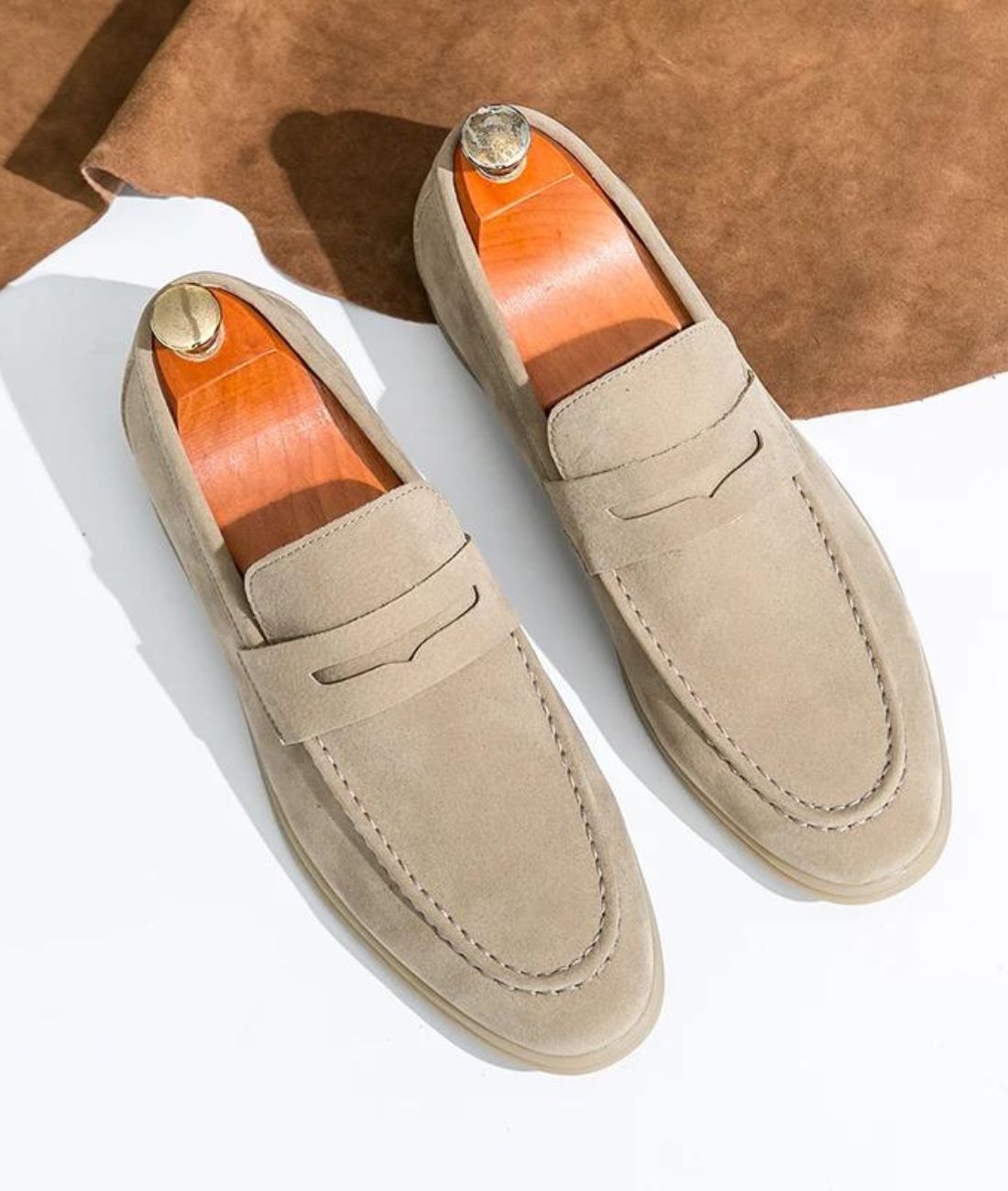 Women’s Penny Suede Loafers Sand Beige