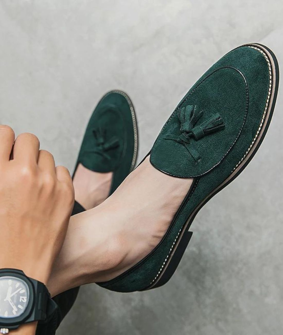 Men’s Tassel Patent Leather Loafers Deep Black